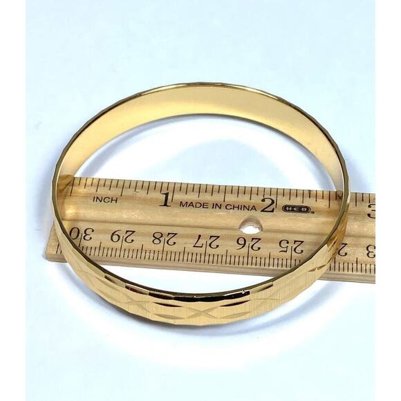 MONET Bracelet Bangle Edged Design Gold Tone 8” - Picture 4 of 8